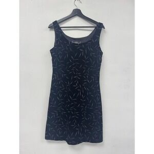 VTG Molly Malloy Dress Womens 10 Black Velvet Glitter Floral Sheath Evening 90s